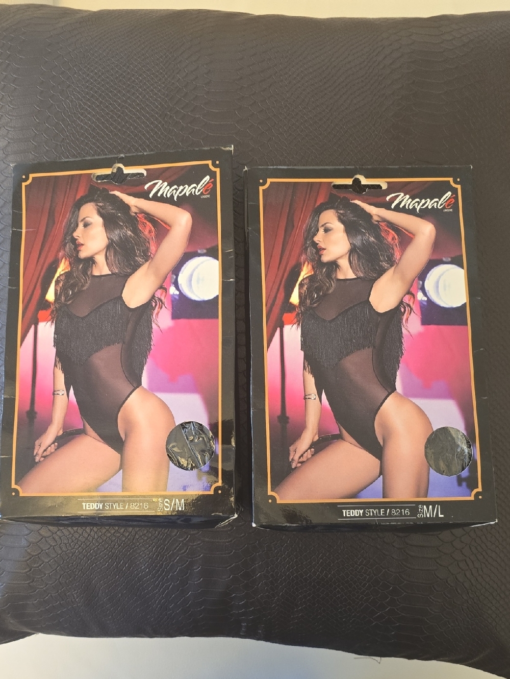 Mapale Black Fringe Sheer Teddy - 2 Pack